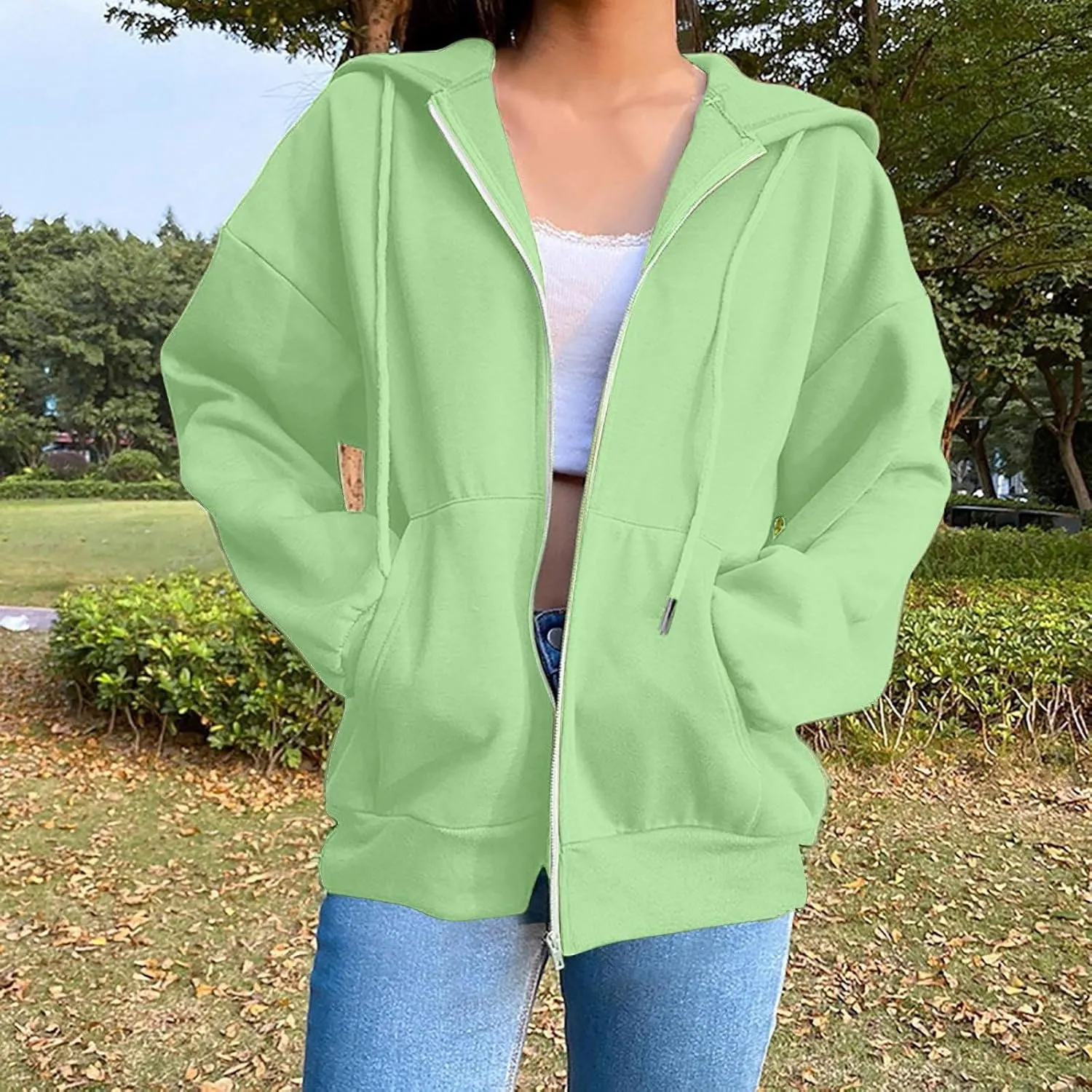 Women's Lightweight Hoodie Zip Up Hoodie Women solid Color Long Sleeve Casual Cozy Clothes with Pockets Fall Coat