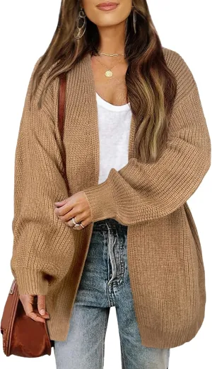 Women's Lightweight Oversized Long Cardigans Spring 2025 Cute Waffle Knit V Neck Open Front Thin Sweater Cardigan