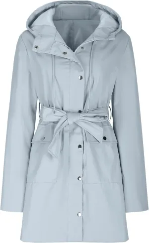 Women's Ligtweight Jackets Anorak Utility Belted Waist Hoodie Zip Up Fall Casual Long Sleeve Coat with Pockets
