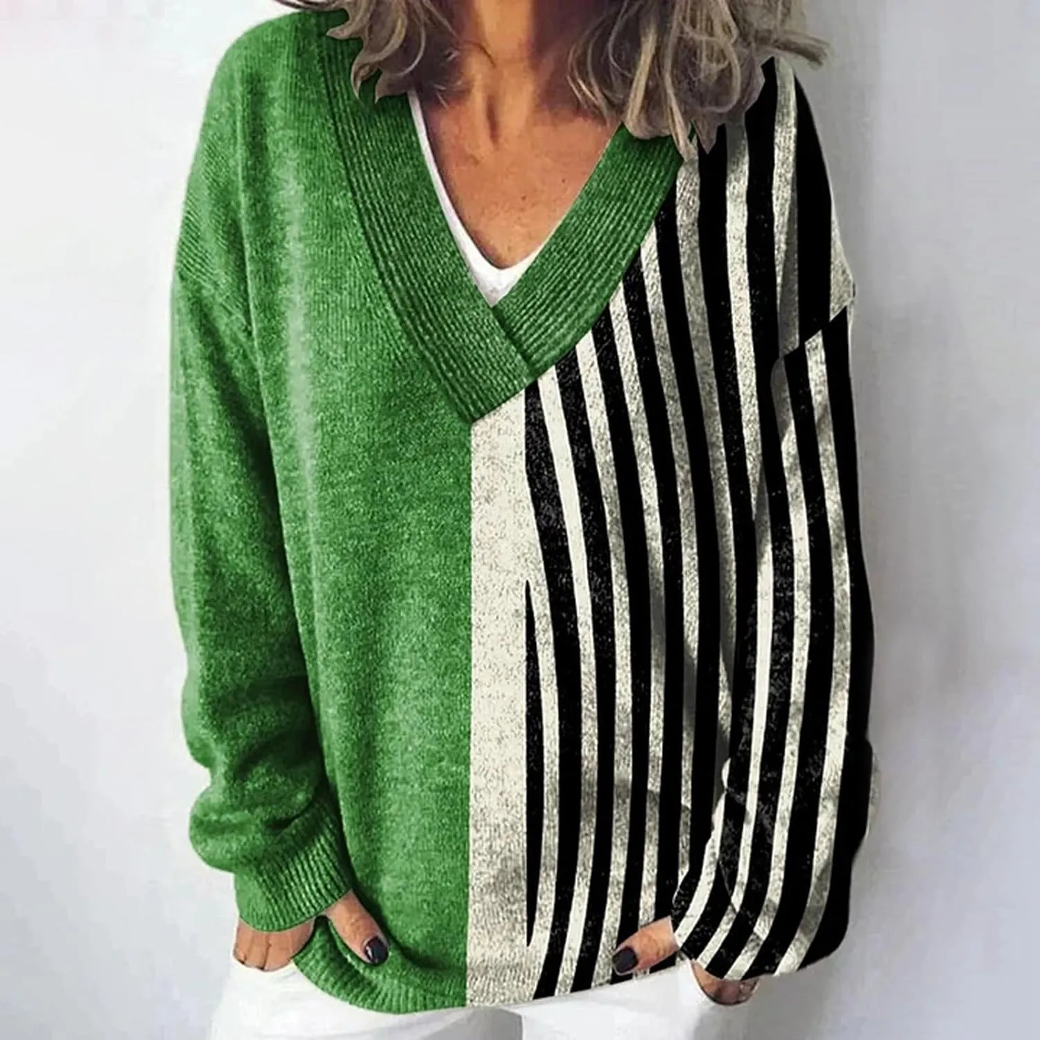 Women's Long Sleeve V Neck Cable Knit Sweater Plus Size Jumper 2025 Spring Pullover Ladies Dressya Casual Outfits