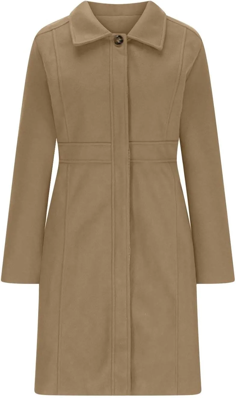Womens Long Wool Coats Winter Dressy Single Breasted Blend Trench Coat Jacket Fall Winter Solid Color Casual Peacoat