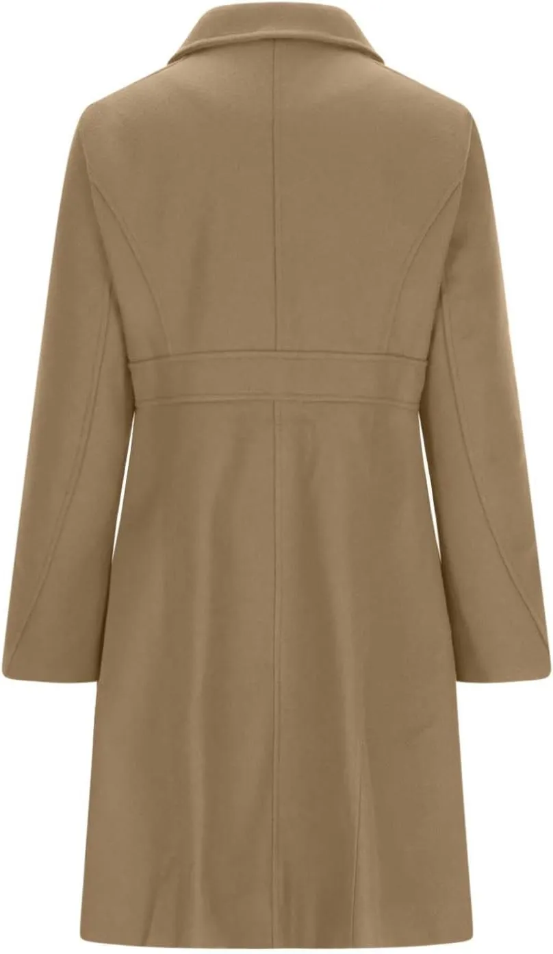 Womens Long Wool Coats Winter Dressy Single Breasted Blend Trench Coat Jacket Fall Winter Solid Color Casual Peacoat