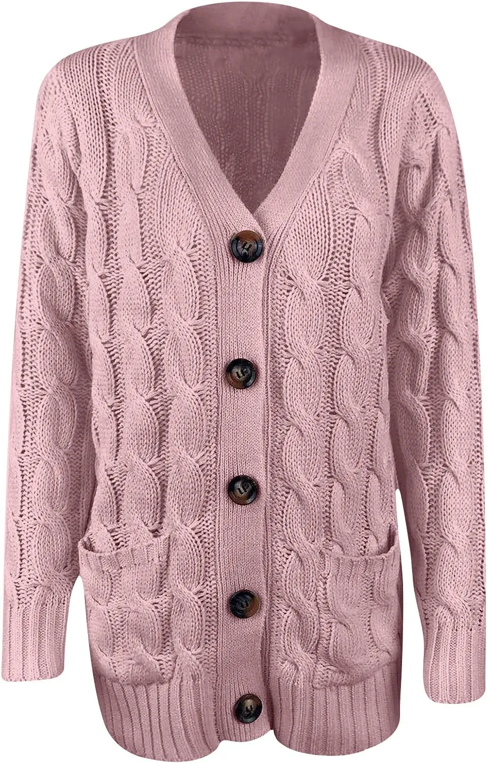 Women's Open Front Cardigan Slouchy Sweaters Fashion Button Down Cable Knit Chunky Oversized Knitwear Outwear Coats