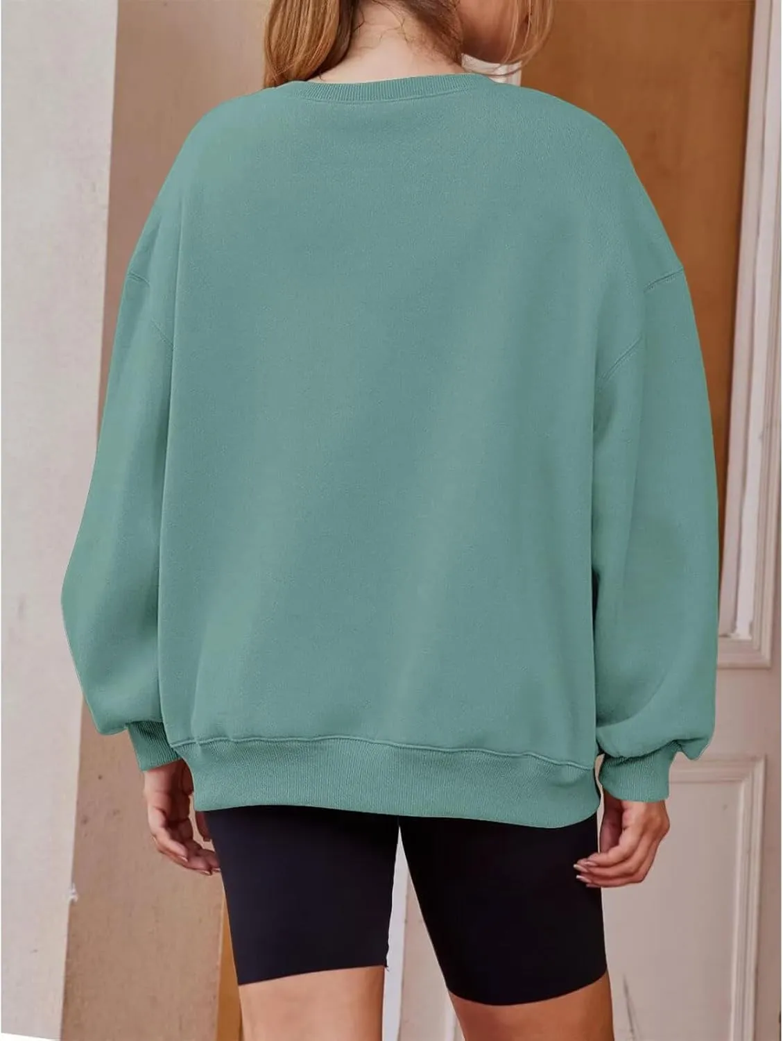 Women's Oversized Graphic Letter Print Sweatshirts Casual Crewneck Long Sleeve Fleece Pullover Tops Preppy Shirts