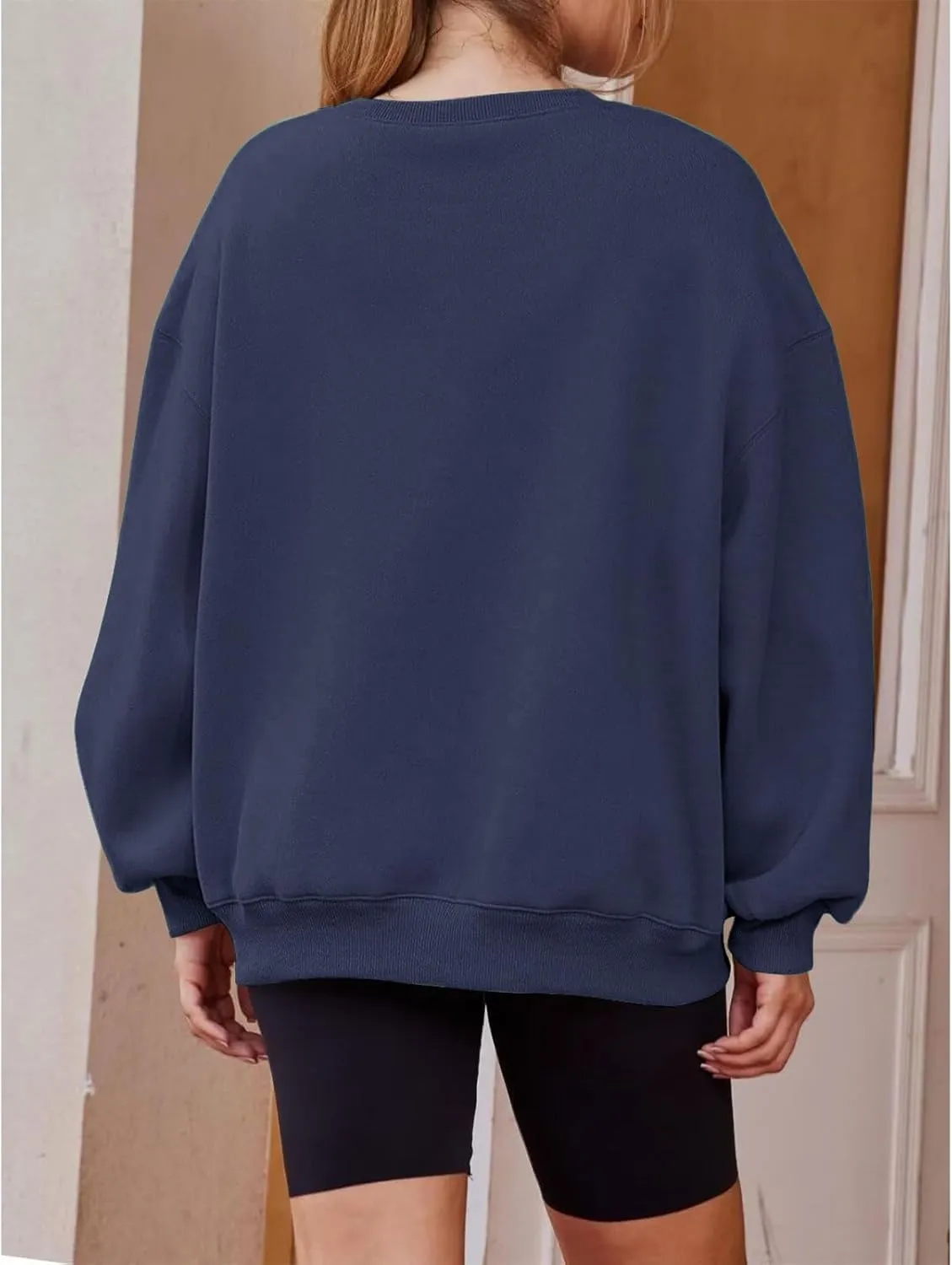 Women's Oversized Graphic Letter Print Sweatshirts Casual Crewneck Long Sleeve Fleece Pullover Tops Preppy Shirts