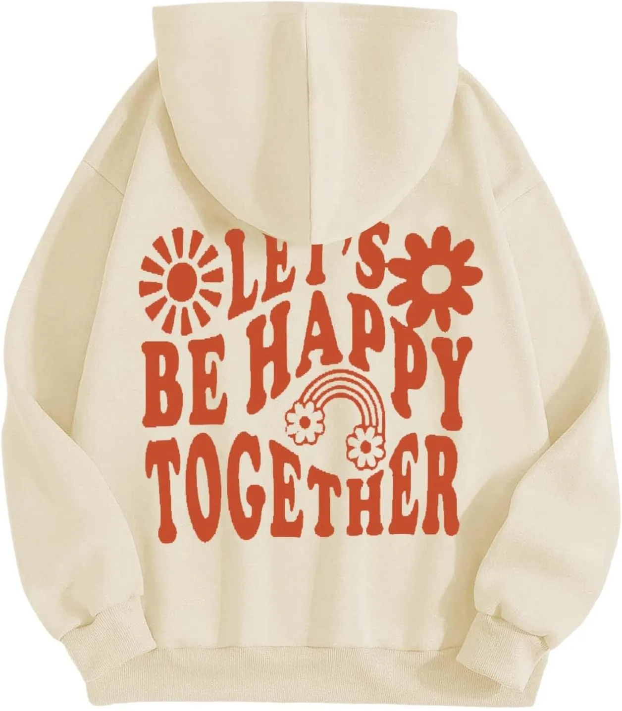 Womens Oversized Hoodies Cute Floral Graphic Hoodie Casual Letter Print Sweatshirt Winter Preppy Pullover Teen Girls