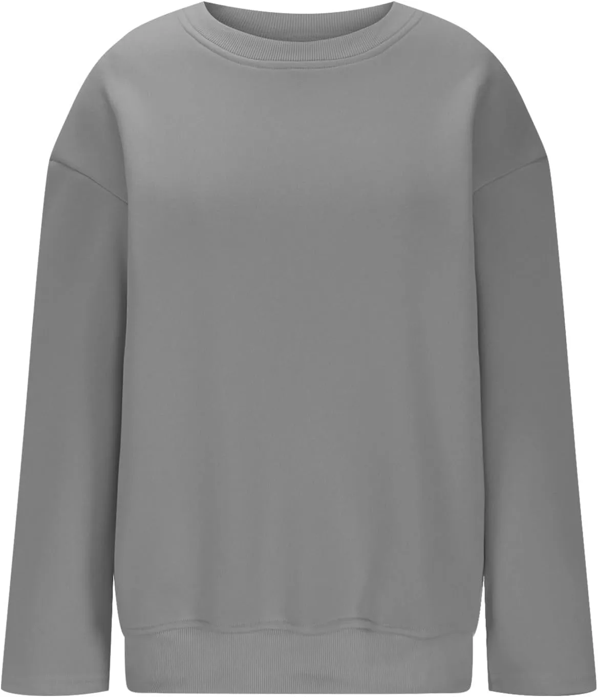 Women's Oversized Hoodless Crewneck Sweatshirt Relax Trendy Solid Loose Fit Sweaters Long Sleeve Sweatshirt