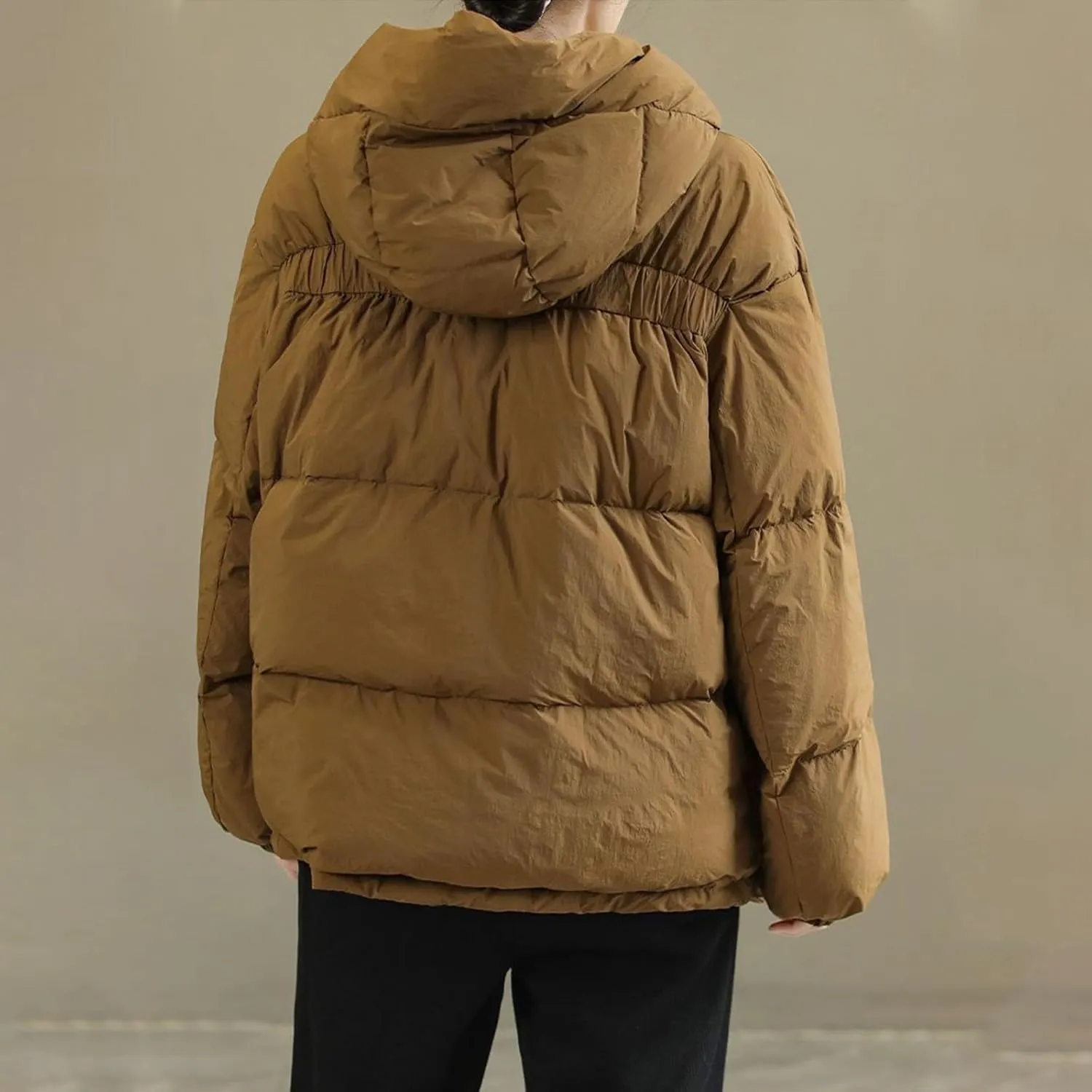 Womens Oversized Puffer Jacket Loose Fit Long Sleeve Quilted Outwear Casual Hood Zip Up Padded Coat 2024 Winter Coats