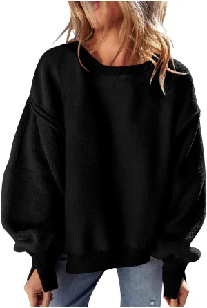 Womens Oversized Sherpa Pullover 2024 Fuzzy Fleece Crewneck Sweatshirts Corded Shirts Winter Warm Outerwear