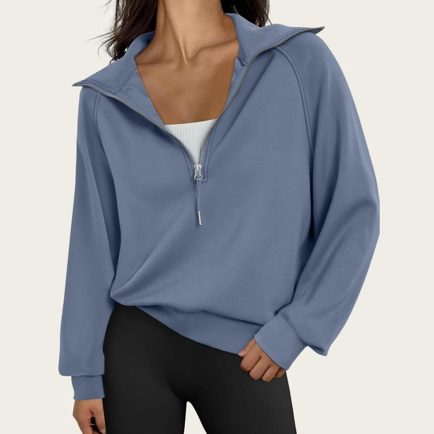 Womens Oversized Sweatshirts Fleece Half Zip Pullover Long Sleeve Teen Girls Fall Y2K Clothes