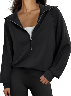 Womens Oversized Sweatshirts Fleece Half Zip Pullover Long Sleeve Teen Girls Fall Y2K Clothes