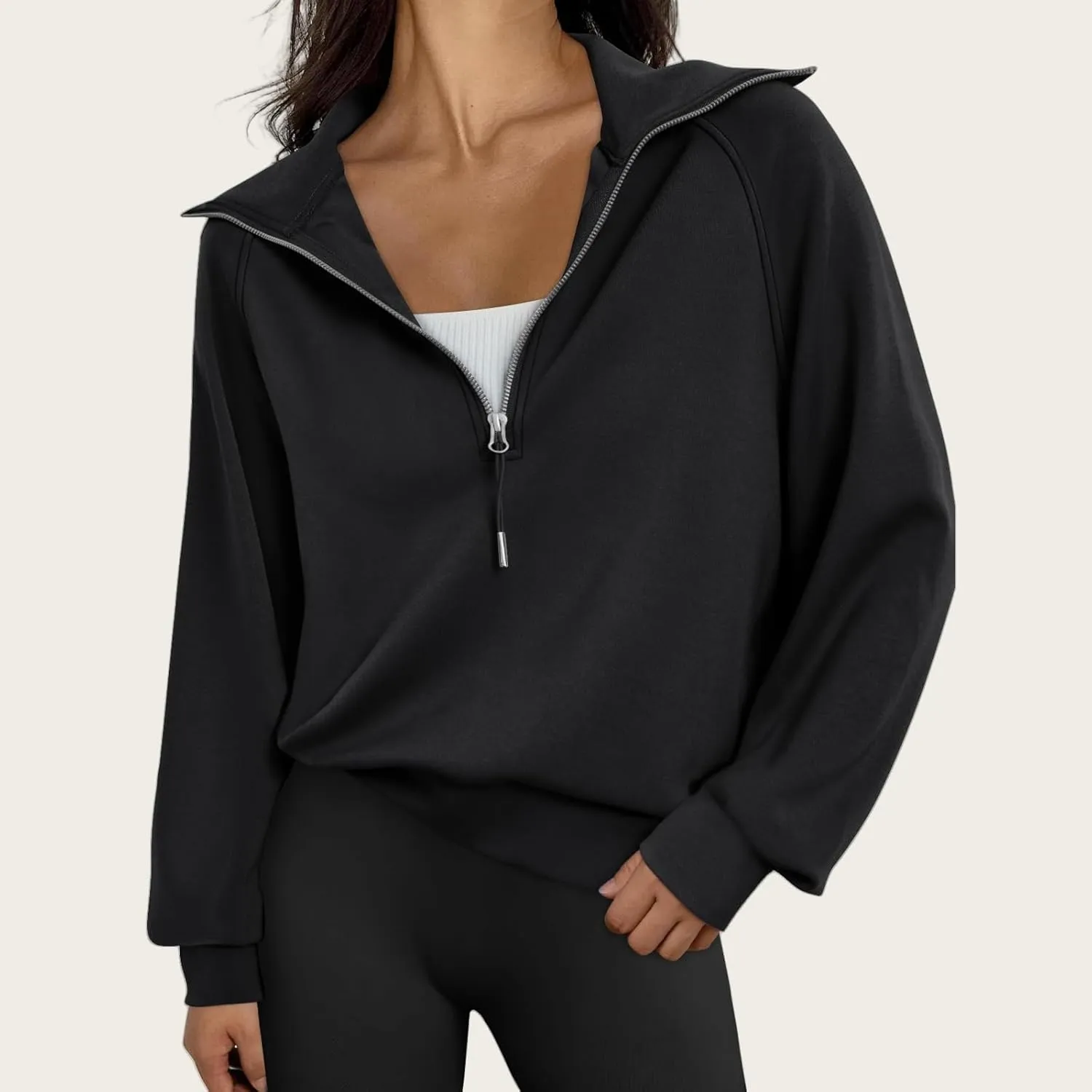 Womens Oversized Sweatshirts Fleece Half Zip Pullover Long Sleeve Teen Girls Fall Y2K Clothes