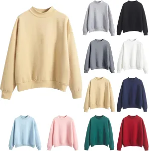 Women's Oversized Sweatshirts Half Turtleneck Pullover Long Sleeve Fleece Tops Solid Casual Loose Fall Fashion Outfits