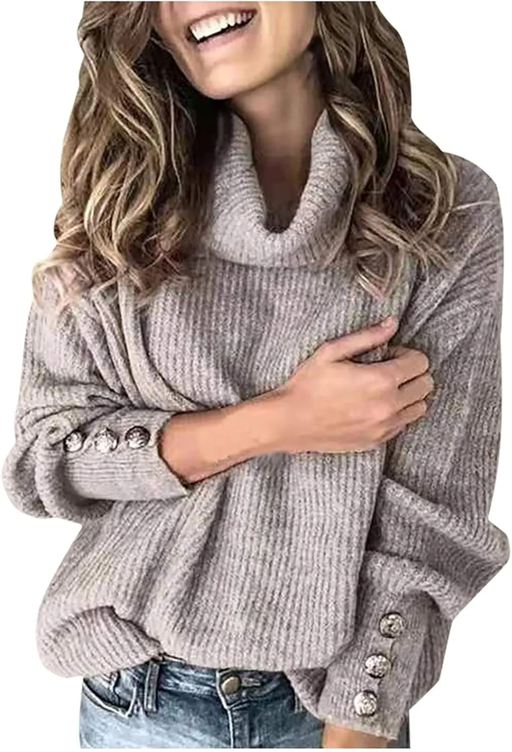 Women's Oversized Turtleneck Chunky Pullover Sweaters Cowl Neck Winter Slouchy Loose Fit Knit Long Sleeve Knitwear
