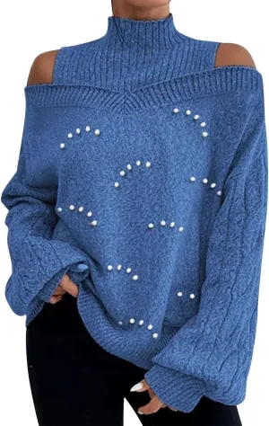 Women's Oversized Turtleneck Long Sleeve Fuzzy Knit Casual Chunky Warm 2024 Fall Pullover Sweaters Top Trendy Outfits