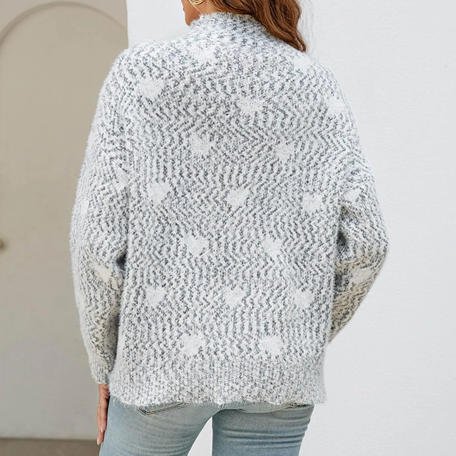 Women's Oversized Turtleneck Sweaters 2024 Fall Long Sleeve Ribbed Tunic Sweater Chunky Knit Pullover Jumper Tops