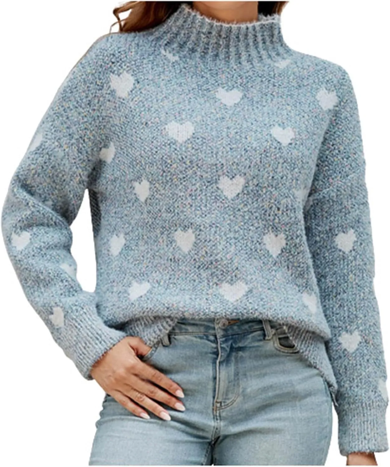 Women's Oversized Turtleneck Sweaters 2024 Fall Long Sleeve Ribbed Tunic Sweater Chunky Knit Pullover Jumper Tops