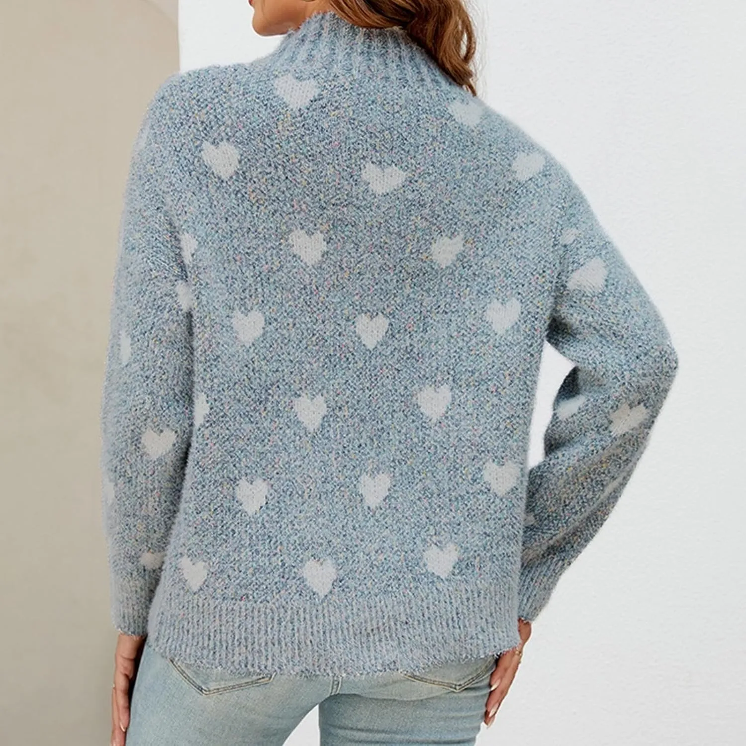 Women's Oversized Turtleneck Sweaters 2024 Fall Long Sleeve Ribbed Tunic Sweater Chunky Knit Pullover Jumper Tops