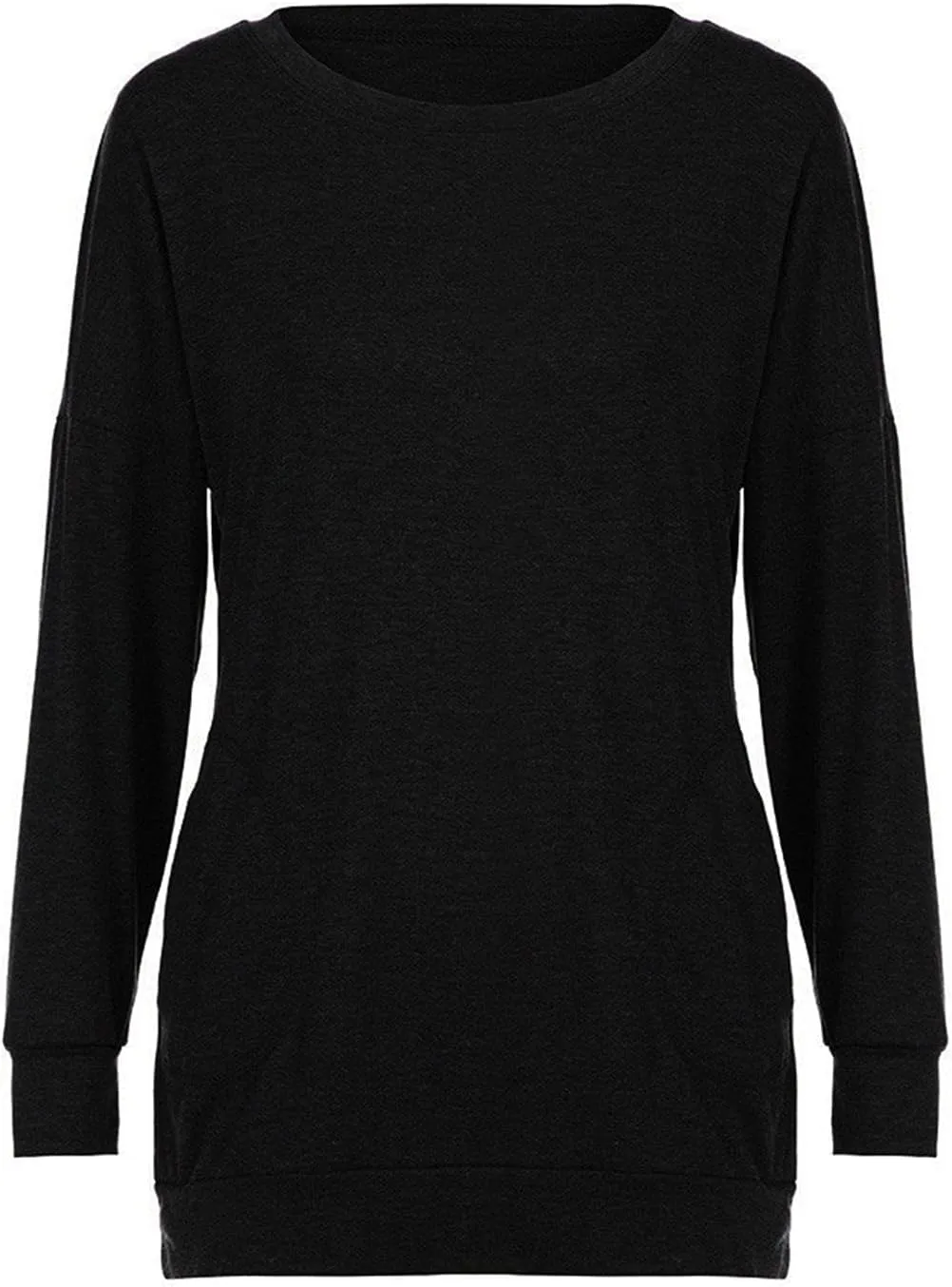 Womens Pocket Shirts Casual Loose Fit Tunic Top Comfy Cute Sweatshirts Long Sleeve Crewneck Pullovers T-Shirts