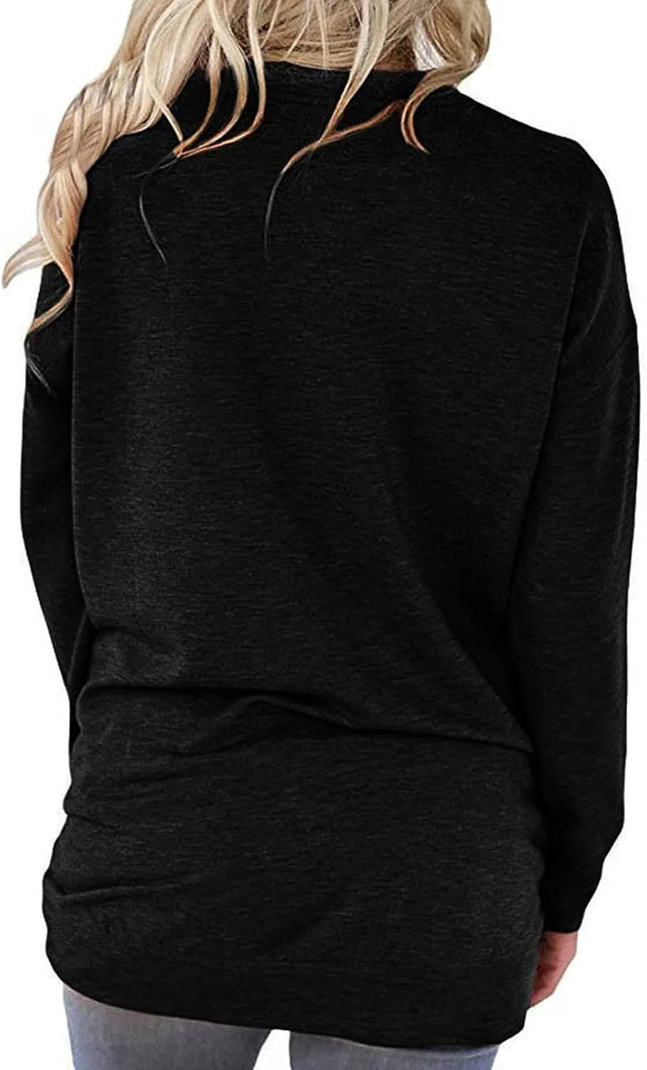 Womens Pocket Shirts Casual Loose Fit Tunic Top Comfy Cute Sweatshirts Long Sleeve Crewneck Pullovers T-Shirts