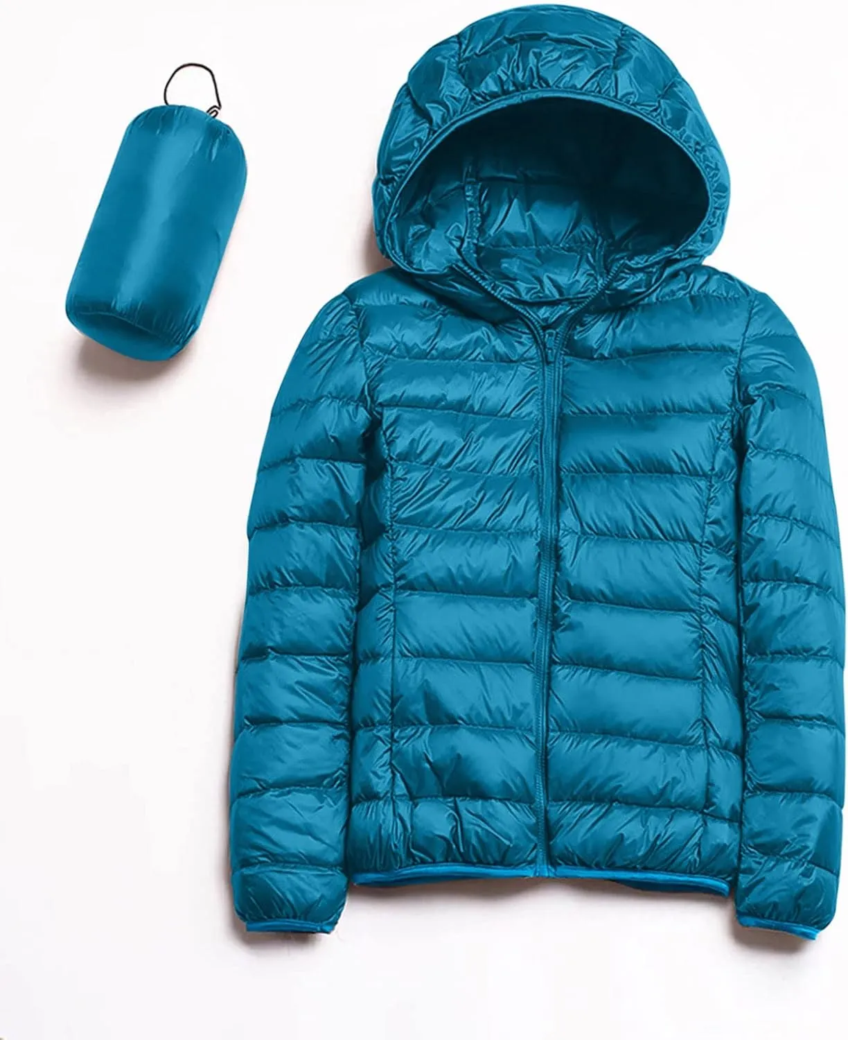 Womens Puffer Coat Winter Warm Packable Hooded Down Jacket Lightweight Slim Fit Hooded Outwear Short Duck Down Coat