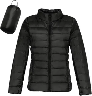 Womens Puffer Jacket Warm Hooded Down Jacket Packable Short Fall Jacket Zip Cardigan Winter Coats with Pockets