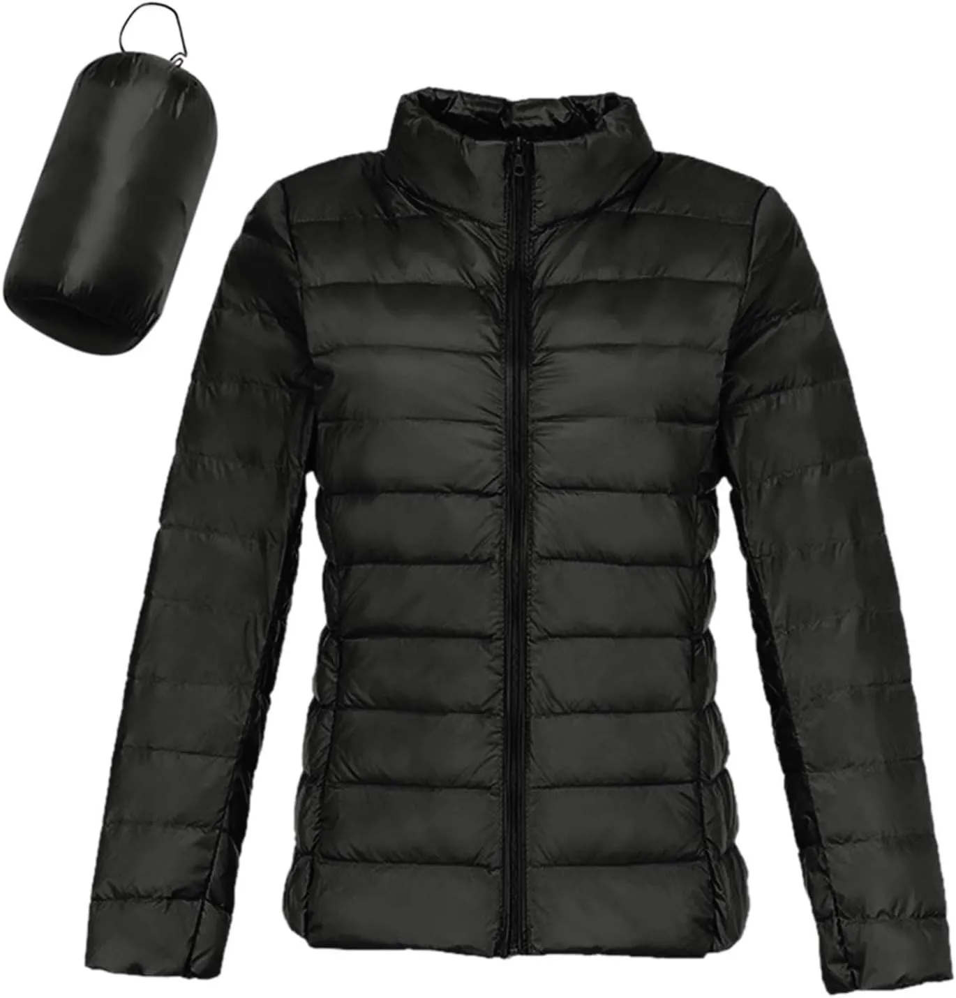 Womens Puffer Jacket Warm Hooded Down Jacket Packable Short Fall Jacket Zip Cardigan Winter Coats with Pockets
