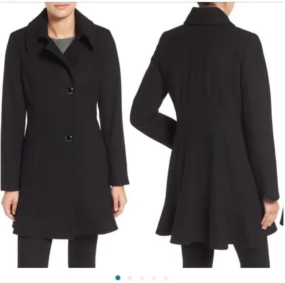 Women's Rosemary Wool Blend Coat with Button Closure, Black, 8