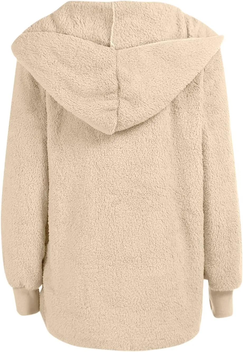 Womens Sherpa Jacket Fuzzy Fleece Oversized Open Front Cardigan Hooded Soft Fluffy Robe Winter Coats with Pockets