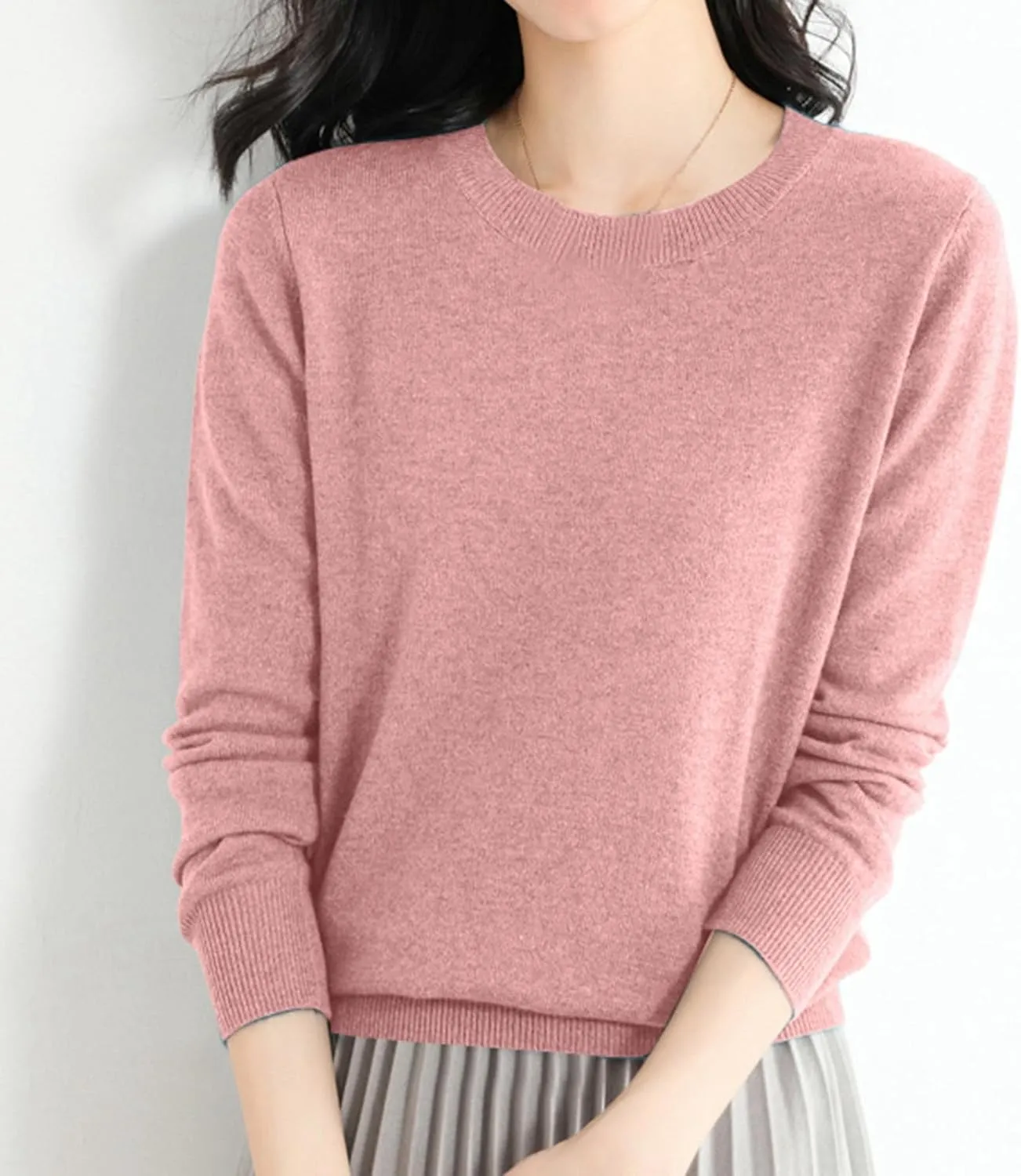 Women's Sweaters Cable Knit Crewneck Solid Color Long Sleeve Casual Soft Loose Fit Jumper Tops