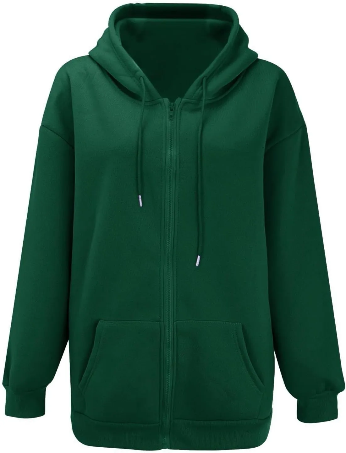 Women's Sweatshirt Full-Zip Hoodie Ladies Women Hooded Print Round Neck Long Sleeve Sweatshirt Tops Drop Shoulder