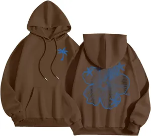 Womens Sweatshirt Graphic Hoodies Letter Print Casual Long Sleeve Drawstring Hooded Pullover Tops With Pocket 2025