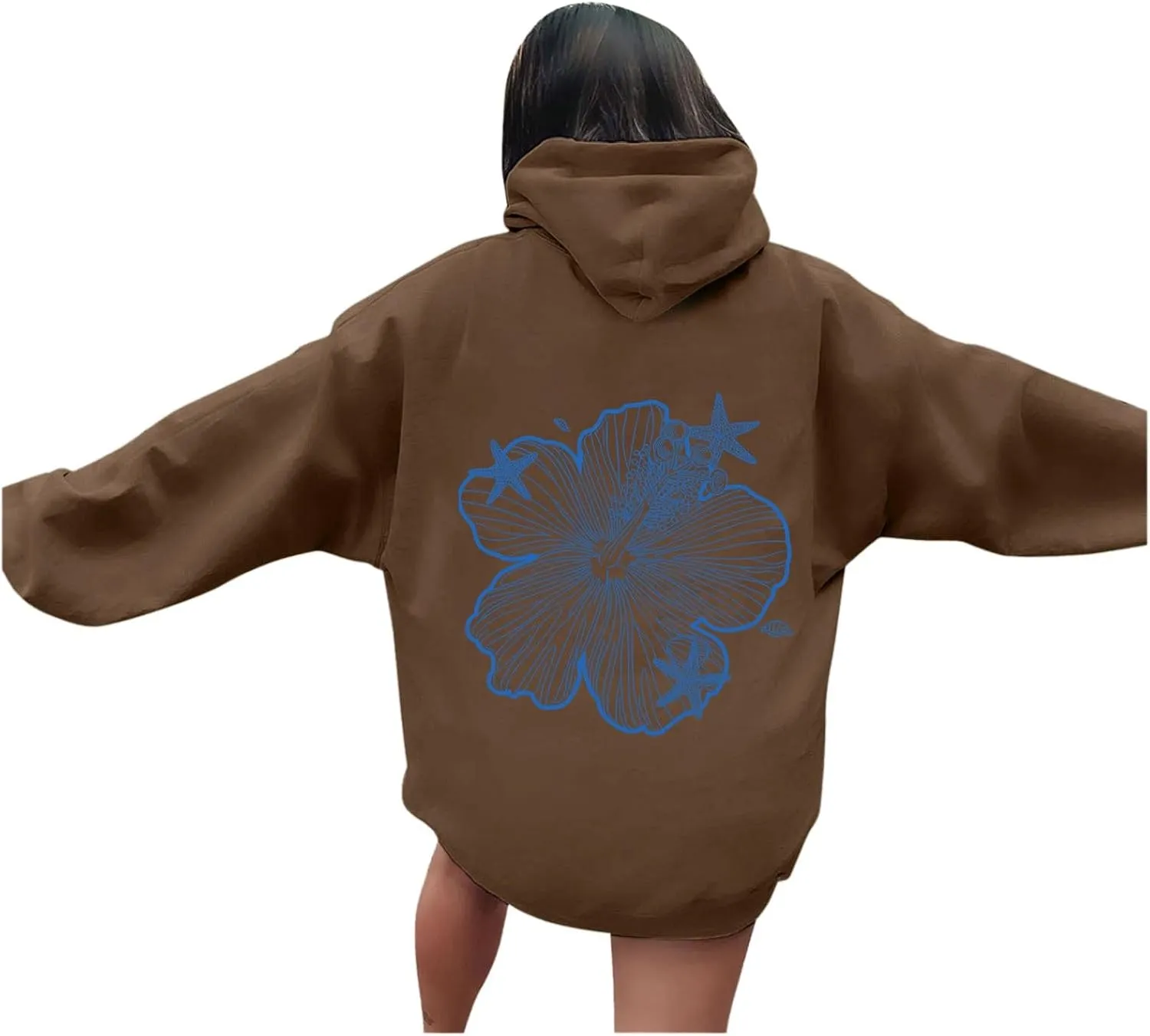 Womens Sweatshirt Graphic Hoodies Letter Print Casual Long Sleeve Drawstring Hooded Pullover Tops With Pocket 2025