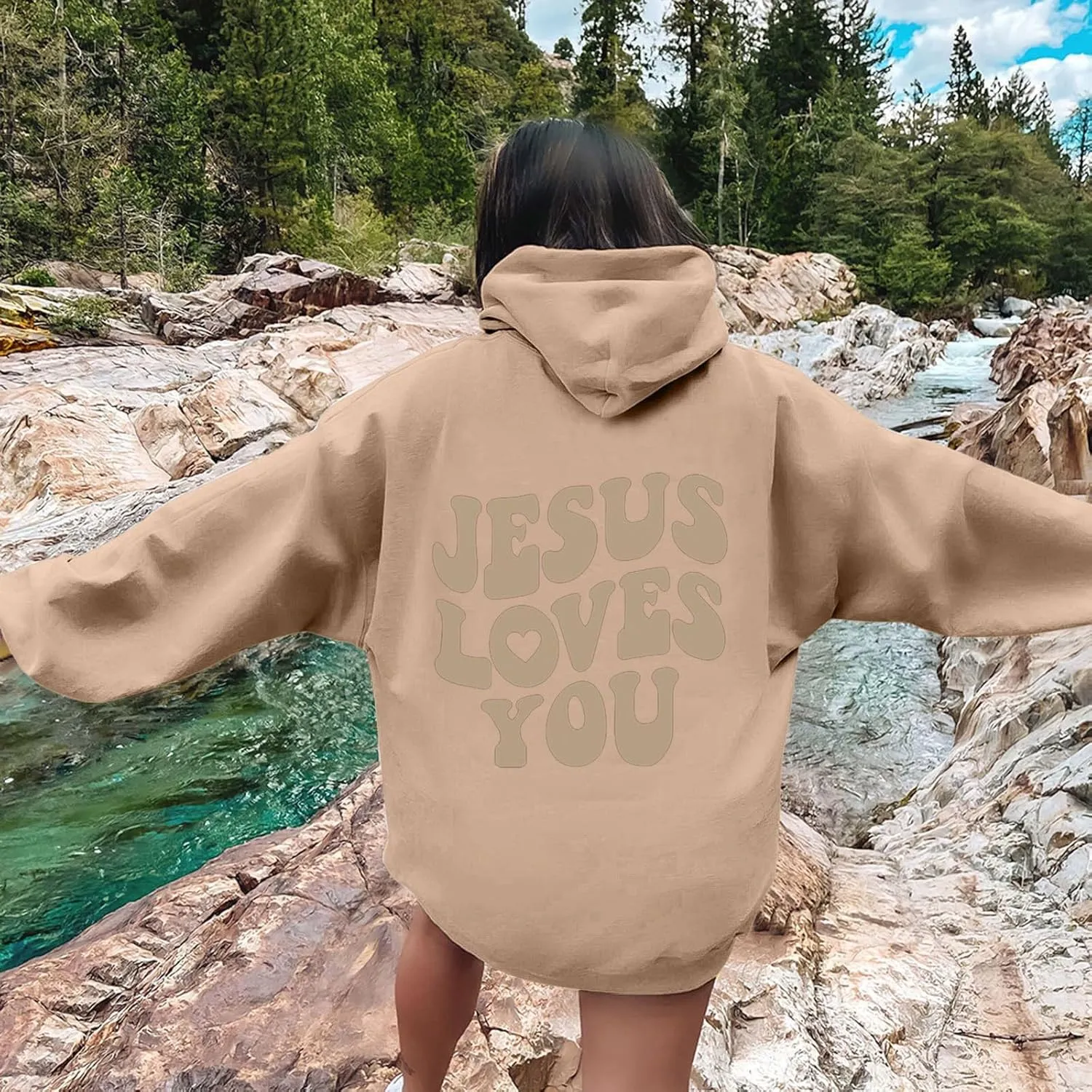 Women's Sweatshirt Plus Size Casual Jesus Letter Print Pullover Sweaters for Women Y2k Hoodies for Women Plus Size