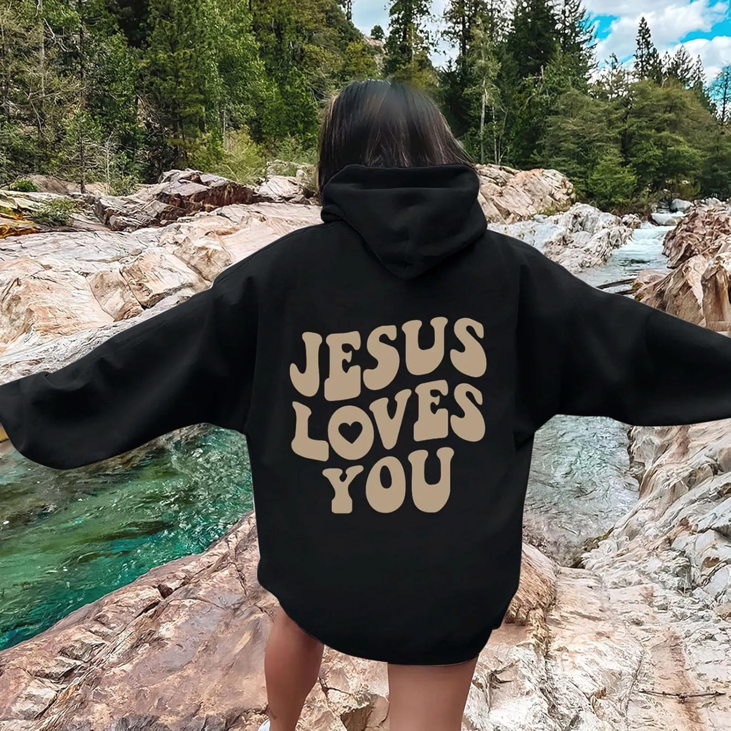 Women's Sweatshirt Plus Size Casual Jesus Letter Print Pullover Sweaters for Women Y2k Hoodies for Women Plus Size