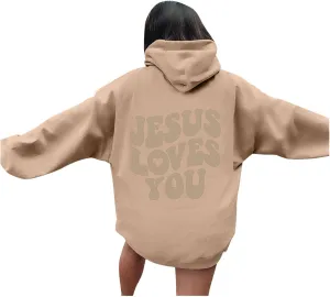Women's Sweatshirt Plus Size Casual Jesus Letter Print Pullover Sweaters for Women Y2k Hoodies for Women Plus Size