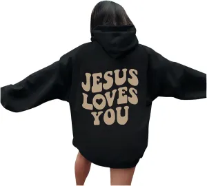 Women's Sweatshirt Plus Size Casual Jesus Letter Print Pullover Sweaters for Women Y2k Hoodies for Women Plus Size