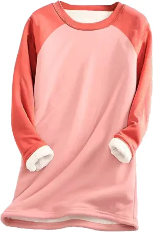 Women's Sweatshirt Thick Warm Fleece Solid Color Casual Long Sleeve Pullover Tops Crewneck Fashion Ladies Sweater Tops