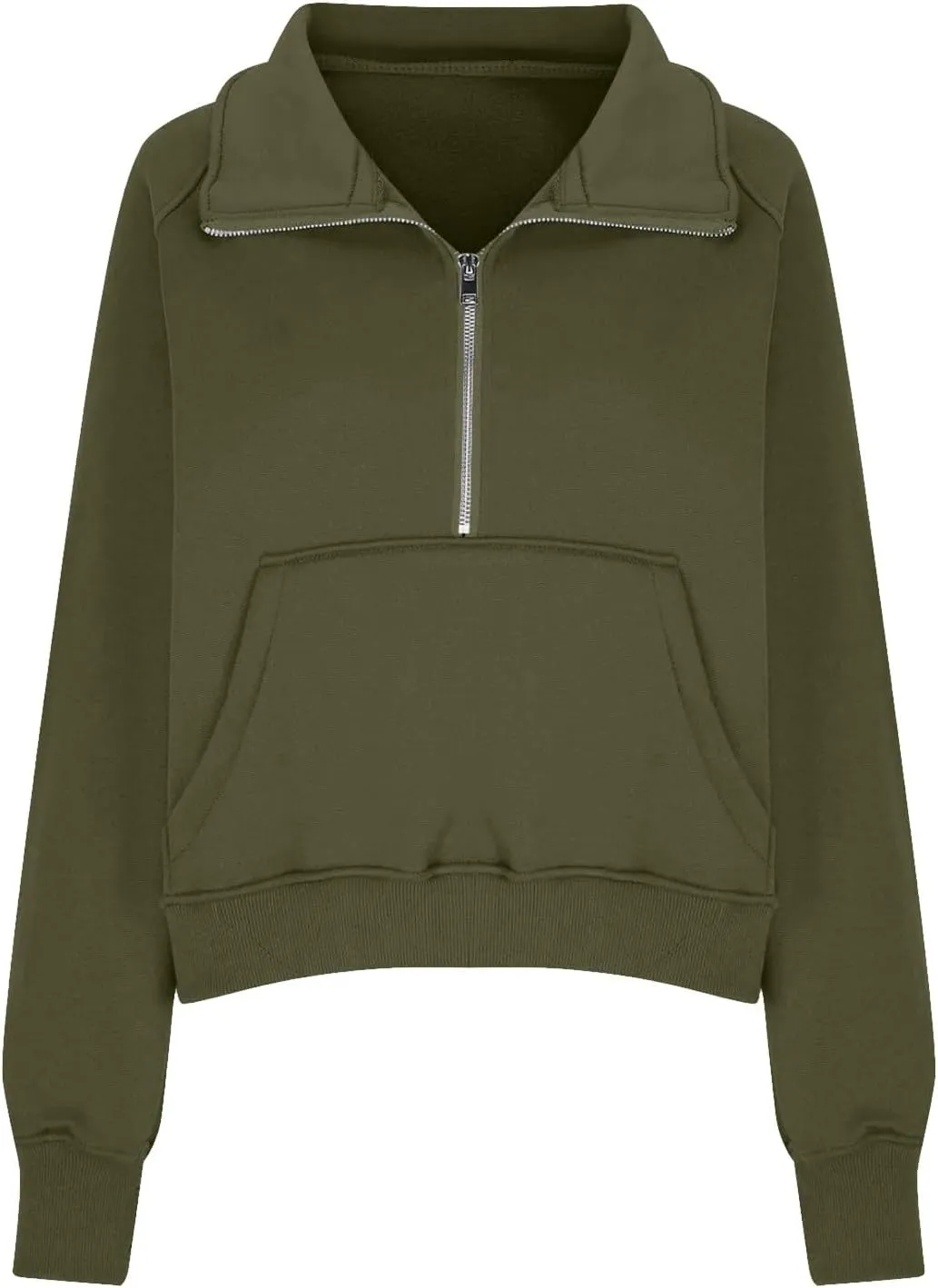 Women's Sweatshirts Half Zip Cropped Pullover Thumb Hole Fleece Quarter Zipper Hoodies Collared Sweaters With Pockets