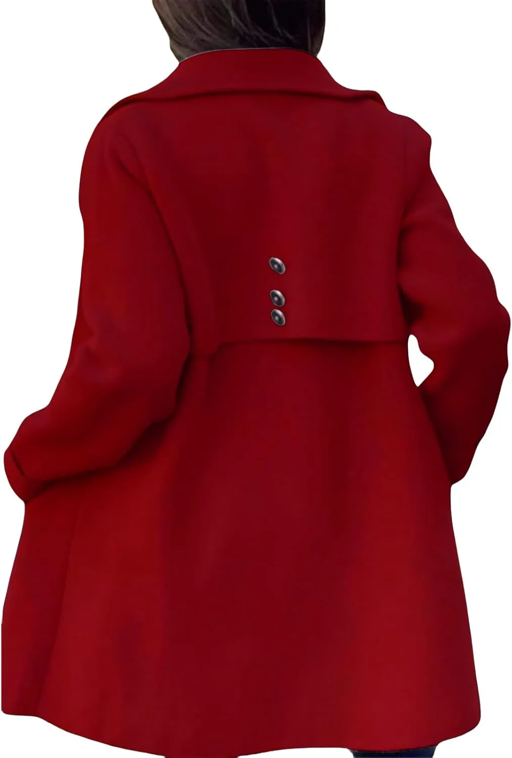 Women's Winter Casual Lapel Collared Pea Coat Single Breasted Wool Elegant Wool Blend Overcoat