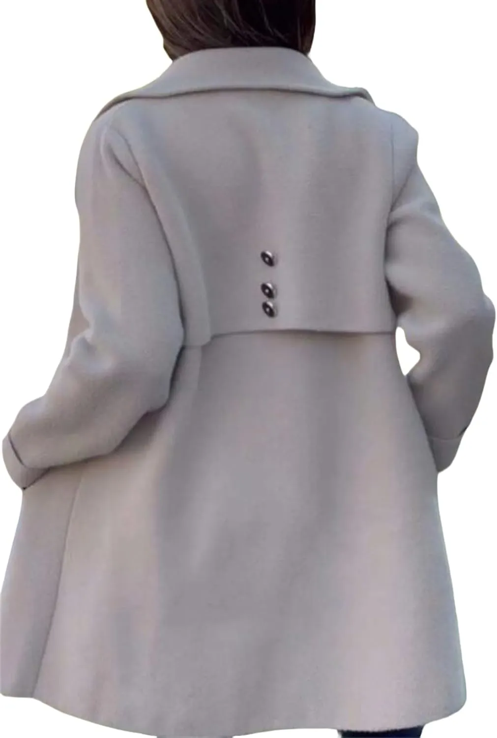 Women's Winter Casual Lapel Collared Pea Coat Single Breasted Wool Elegant Wool Blend Overcoat