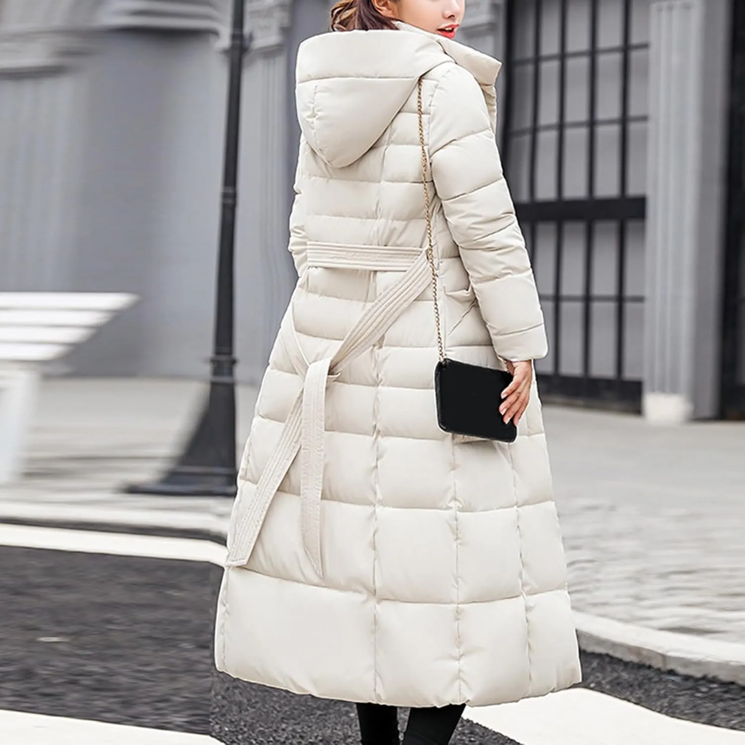 Womens Winter Coats Long Puffer Jackets Warm Maxi Down Coats Hooded Quilted Jackets Thicken Parka Windproof Outerwear