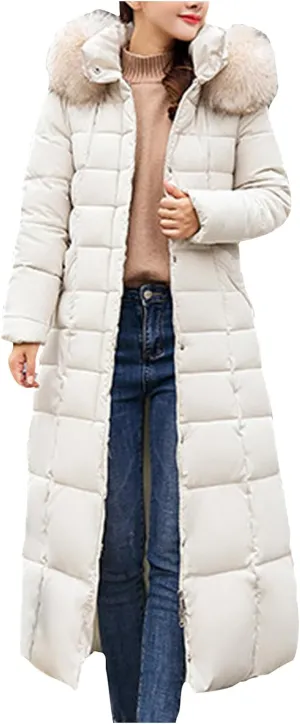 Womens Winter Coats Long Puffer Jackets Warm Maxi Down Coats Hooded Quilted Jackets Thicken Parka Windproof Outerwear