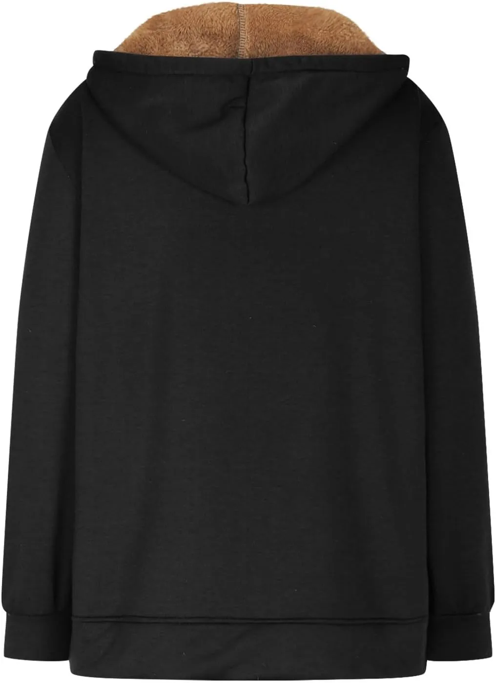 Womens Winter Coats Sherpa Lined Black Hoodie Cozy Fleece Jacket Zip Up Sweatshirts Winter Warm Fluffy Hooded Outerwear