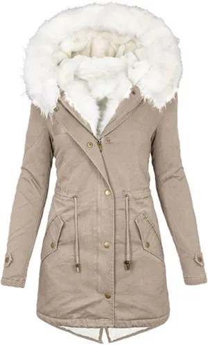 Womens Winter Coats Warm Hooded Sherpa Lined Parkas Jacket Thick Fleece Outerwear Faux Fur Plus Size Puffer Down Jackets