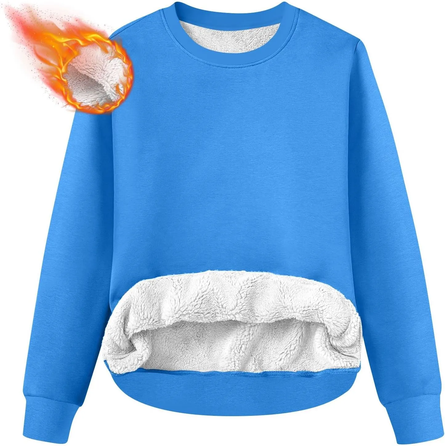 Women's Winter Fleece Sherpa Lined Sweatshirt Crewneck Long Sleeve Thermal Shirts Cute Pullover Outfits Clothes 2024