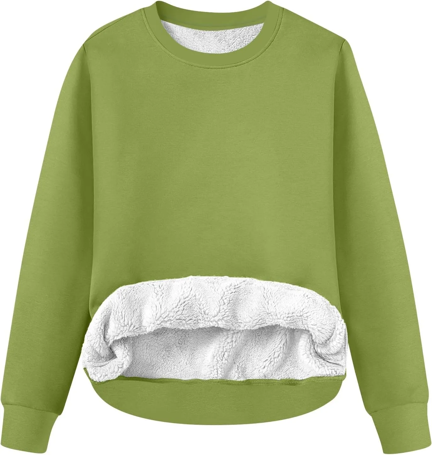 Women's Winter Fleece Sherpa Lined Sweatshirt Crewneck Long Sleeve Thermal Shirts Cute Pullover Outfits Clothes 2024