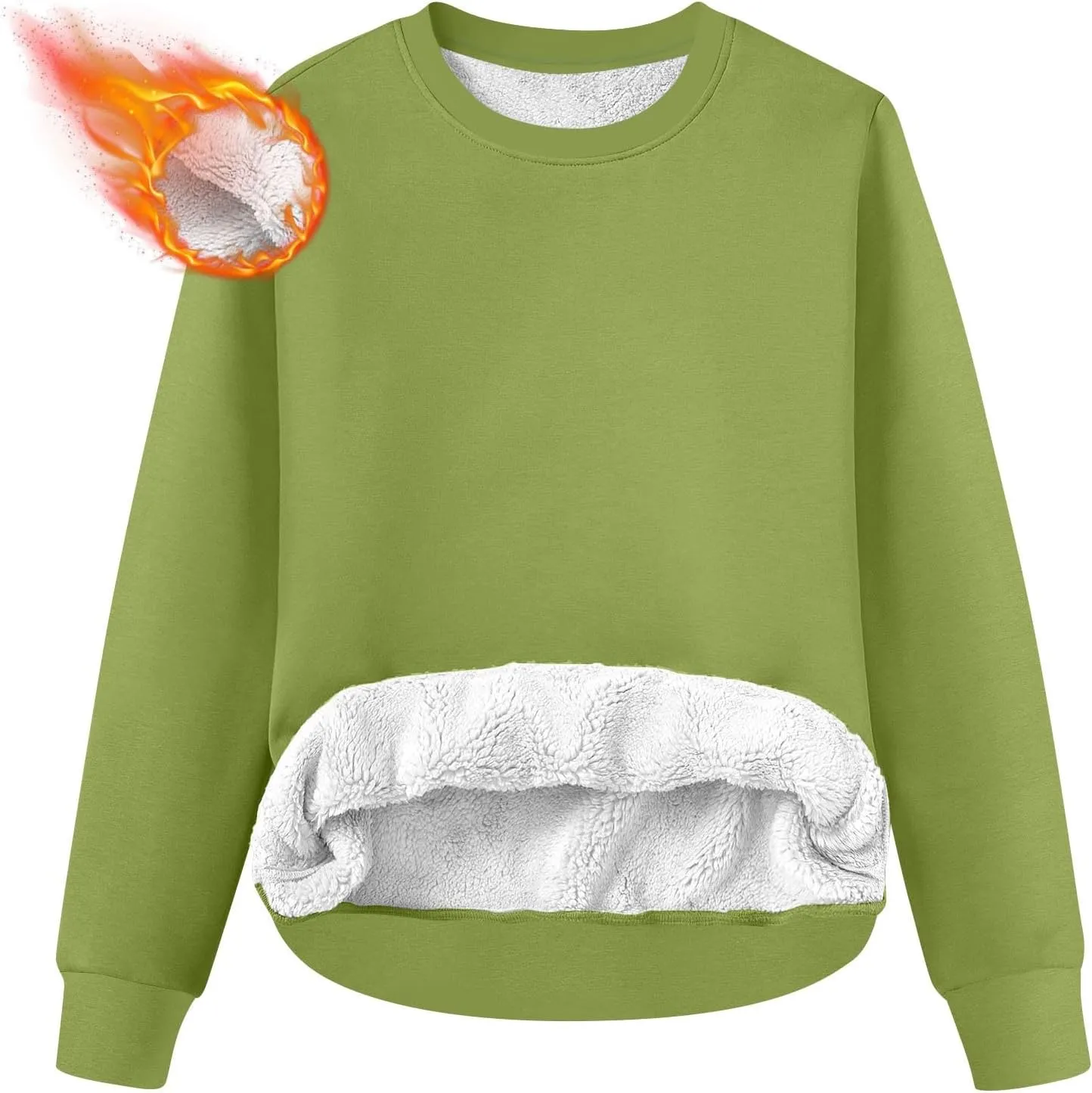 Women's Winter Fleece Sherpa Lined Sweatshirt Crewneck Long Sleeve Thermal Shirts Cute Pullover Outfits Clothes 2024