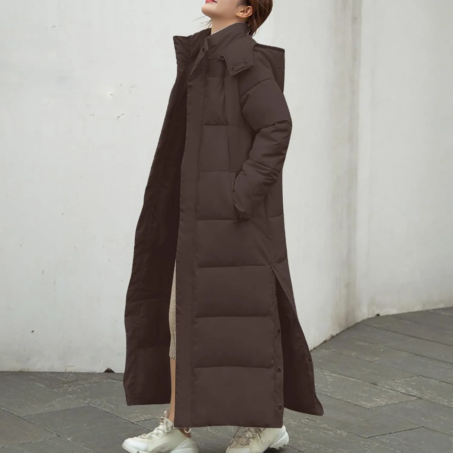Women's Winter Full Long Puffer Coats Hooded Zip up Thickened down Jackets Outdoor Ice Skating Warm Clothes Outerwear