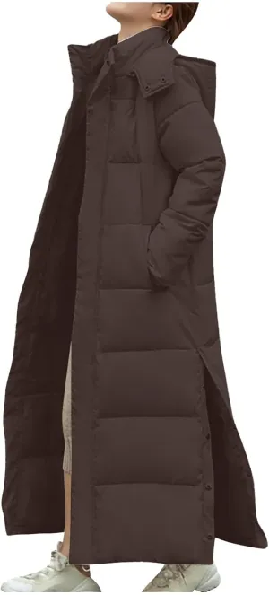 Women's Winter Full Long Puffer Coats Hooded Zip up Thickened down Jackets Outdoor Ice Skating Warm Clothes Outerwear